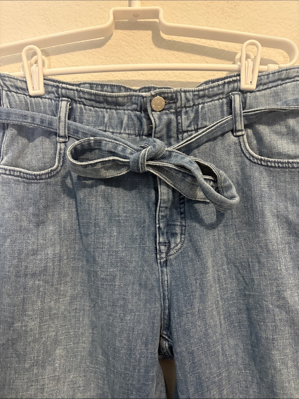 J.Crew Factory High Rise Wide Leg Paperbag Denim Crop Lake Blue Wash - Picture 3 of 5